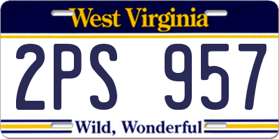 WV license plate 2PS957