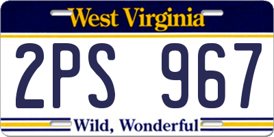 WV license plate 2PS967