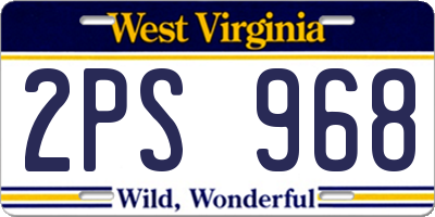 WV license plate 2PS968