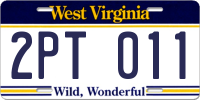WV license plate 2PT011