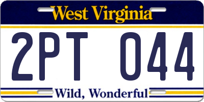 WV license plate 2PT044
