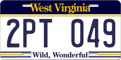 WV license plate 2PT049
