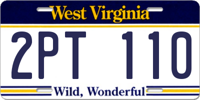 WV license plate 2PT110