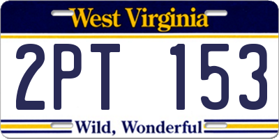 WV license plate 2PT153