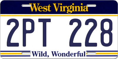 WV license plate 2PT228
