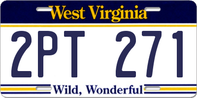 WV license plate 2PT271
