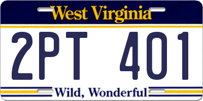 WV license plate 2PT401