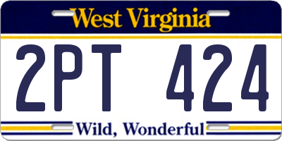 WV license plate 2PT424