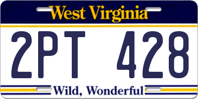 WV license plate 2PT428