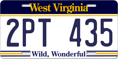 WV license plate 2PT435
