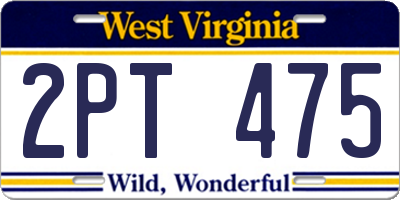 WV license plate 2PT475