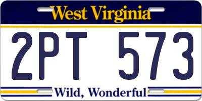 WV license plate 2PT573