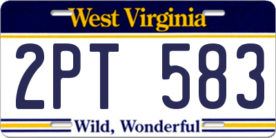 WV license plate 2PT583