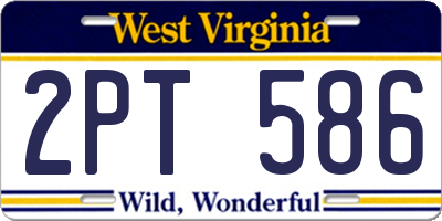WV license plate 2PT586