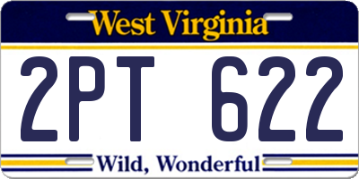 WV license plate 2PT622