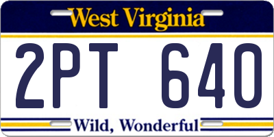 WV license plate 2PT640