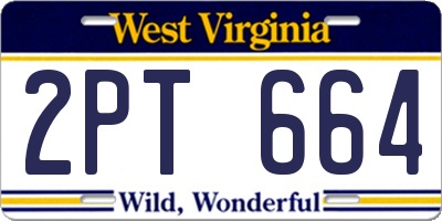 WV license plate 2PT664