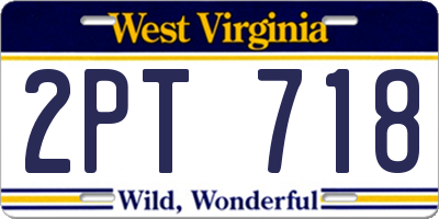 WV license plate 2PT718