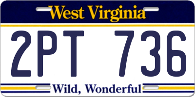 WV license plate 2PT736