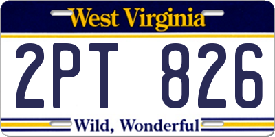 WV license plate 2PT826