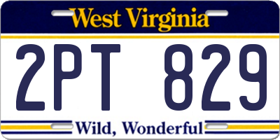 WV license plate 2PT829