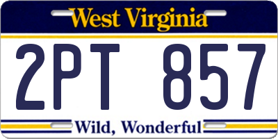 WV license plate 2PT857
