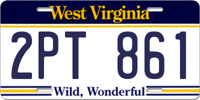 WV license plate 2PT861