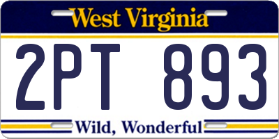 WV license plate 2PT893