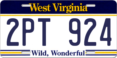 WV license plate 2PT924