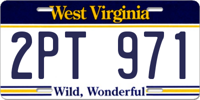 WV license plate 2PT971