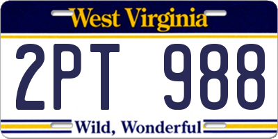 WV license plate 2PT988