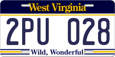 WV license plate 2PU028