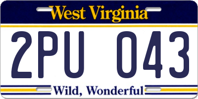 WV license plate 2PU043