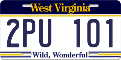WV license plate 2PU101