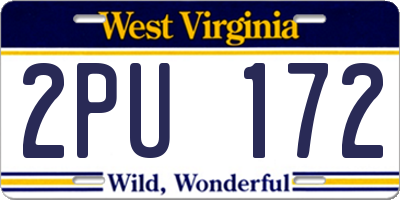 WV license plate 2PU172