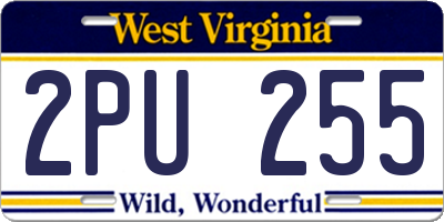 WV license plate 2PU255