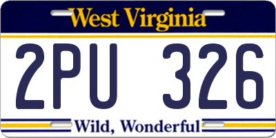 WV license plate 2PU326