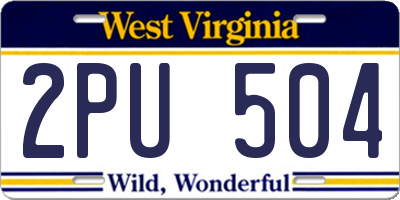 WV license plate 2PU504