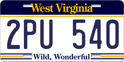 WV license plate 2PU540