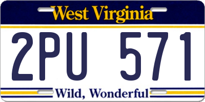 WV license plate 2PU571