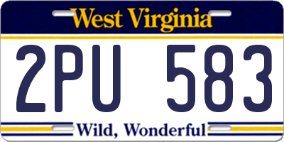 WV license plate 2PU583