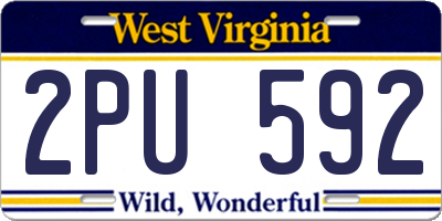 WV license plate 2PU592