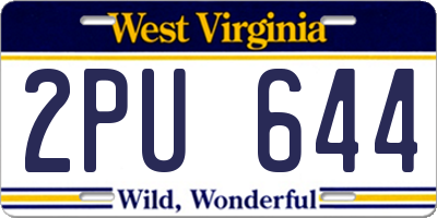 WV license plate 2PU644
