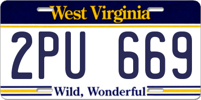 WV license plate 2PU669