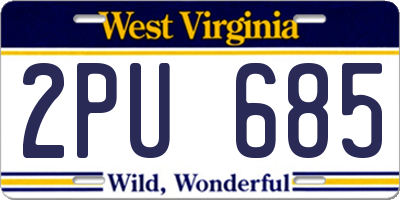 WV license plate 2PU685