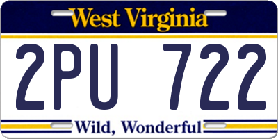 WV license plate 2PU722