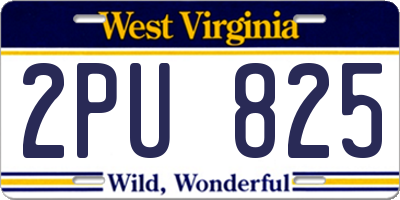 WV license plate 2PU825