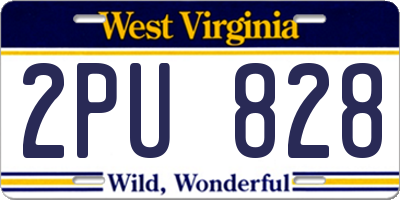 WV license plate 2PU828