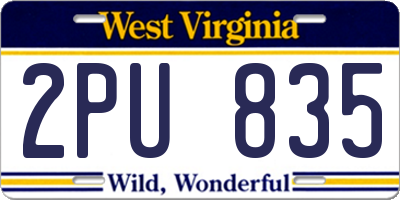 WV license plate 2PU835