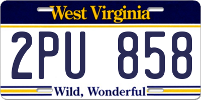 WV license plate 2PU858